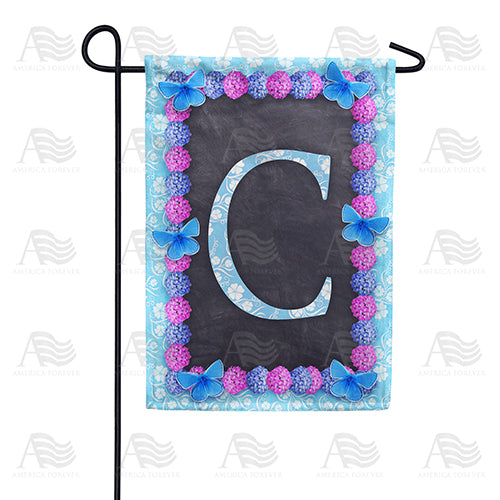 Blue And Purple Hydrangea Monogram Garden Flag