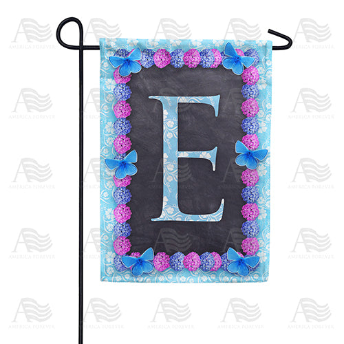 Blue And Purple Hydrangea Monogram Garden Flag