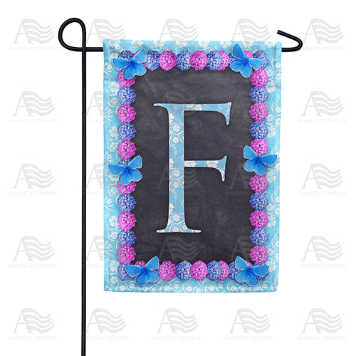 Blue And Purple Hydrangea Monogram Garden Flag