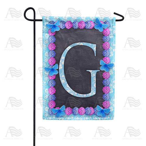 Blue And Purple Hydrangea Monogram Garden Flag