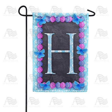 Blue And Purple Hydrangea Monogram Garden Flag