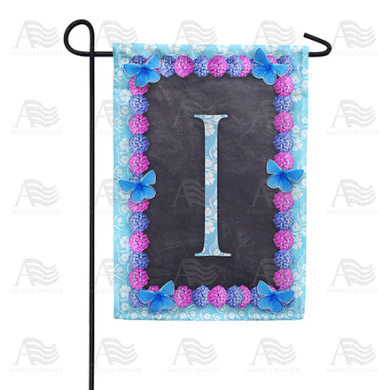 Blue And Purple Hydrangea Monogram Garden Flag