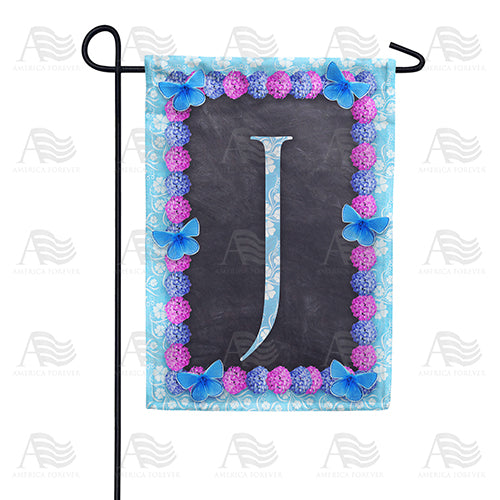 Blue And Purple Hydrangea Monogram Garden Flag