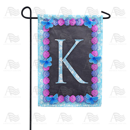 Blue And Purple Hydrangea Monogram Garden Flag