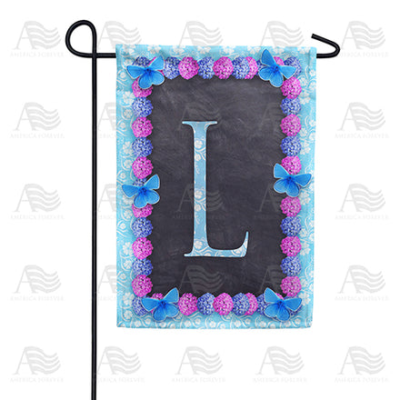 Blue And Purple Hydrangea Monogram Garden Flag