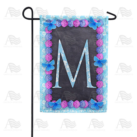 Blue And Purple Hydrangea Monogram Garden Flag