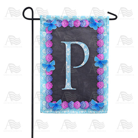 Blue And Purple Hydrangea Monogram Garden Flag