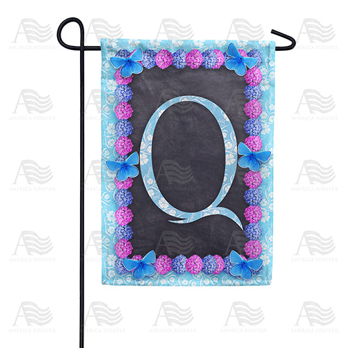 Blue And Purple Hydrangea Monogram Garden Flag