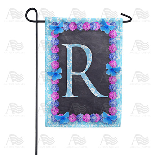 Blue And Purple Hydrangea Monogram Garden Flag