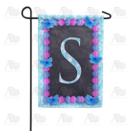 Blue And Purple Hydrangea Monogram Garden Flag