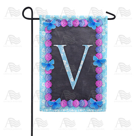 Blue And Purple Hydrangea Monogram Garden Flag