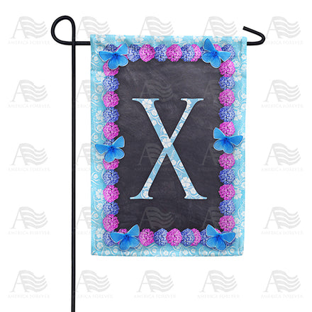 Blue And Purple Hydrangea Monogram Garden Flag