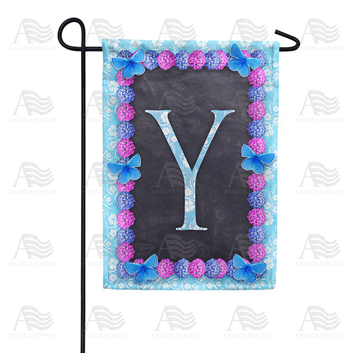 Blue And Purple Hydrangea Monogram Garden Flag