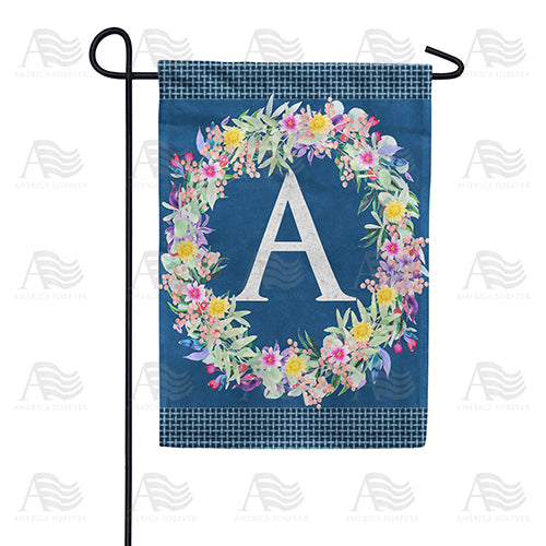 Floral Wreath Monogram Garden Flag