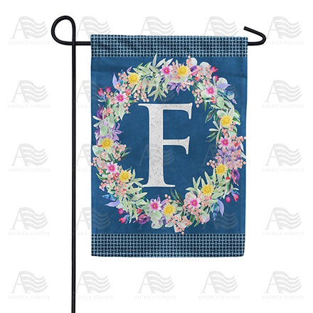 Floral Wreath Monogram Garden Flag