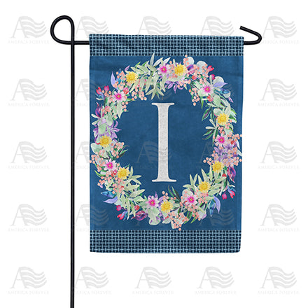 Floral Wreath Monogram Garden Flag