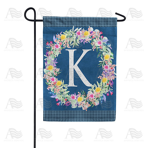 Floral Wreath Monogram Garden Flag