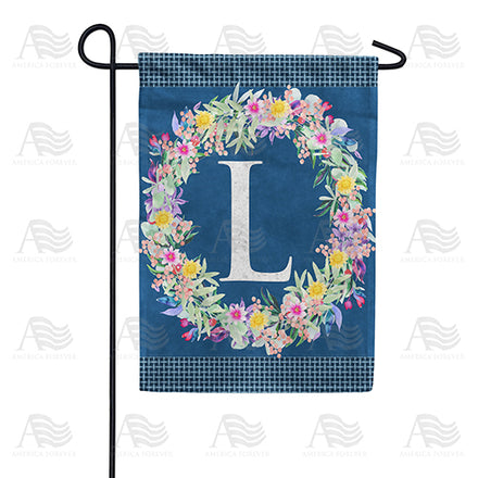 Floral Wreath Monogram Garden Flag