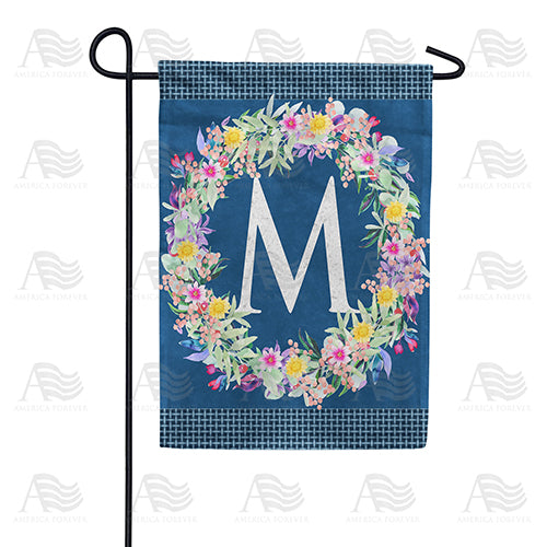 Floral Wreath Monogram Garden Flag