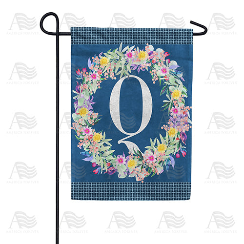 Floral Wreath Monogram Garden Flag