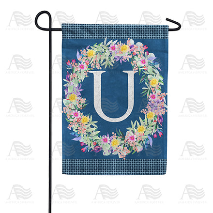 Floral Wreath Monogram Garden Flag