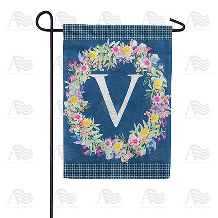 Floral Wreath Monogram Garden Flag