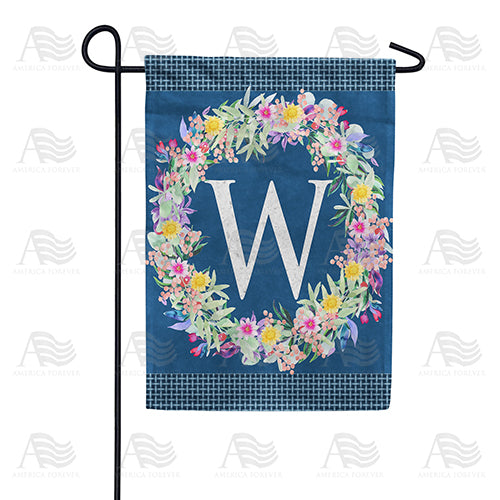 Floral Wreath Monogram Garden Flag