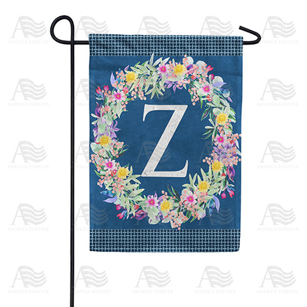 Floral Wreath Monogram Garden Flag