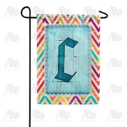 Multi Color Chevron Monogram Garden Flag