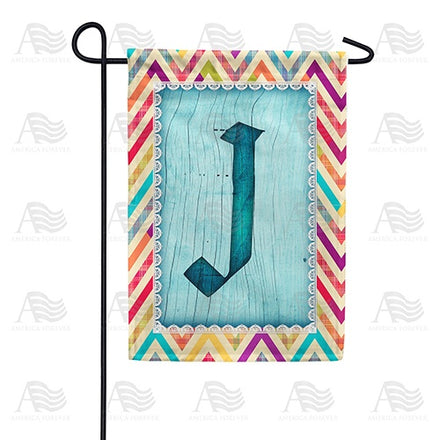 Multi Color Chevron Monogram Garden Flag