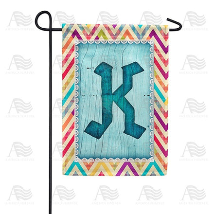 Multi Color Chevron Monogram Garden Flag