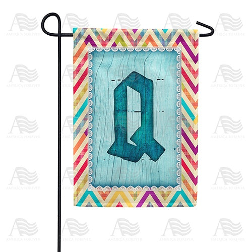 Multi Color Chevron Monogram Garden Flag