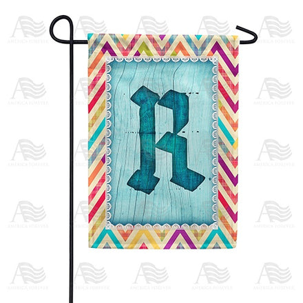 Multi Color Chevron Monogram Garden Flag