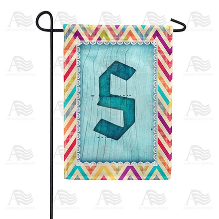 Multi Color Chevron Monogram Garden Flag