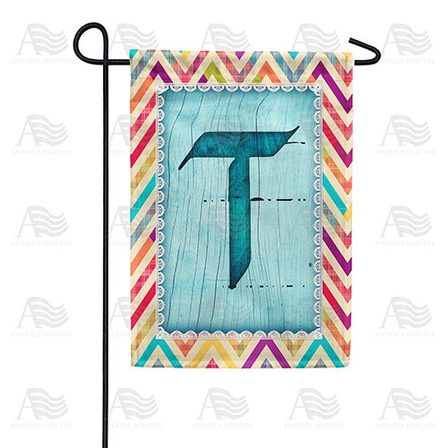 Multi Color Chevron Monogram Garden Flag