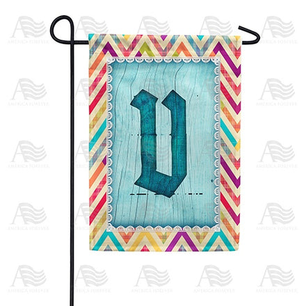 Multi Color Chevron Monogram Garden Flag