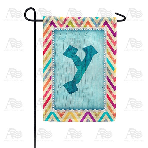 Multi Color Chevron Monogram Garden Flag