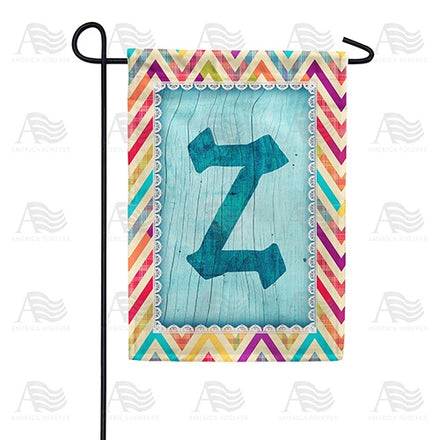 Multi Color Chevron Monogram Garden Flag