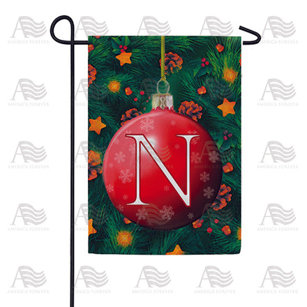 Christmas Ball Monogram Garden Flag