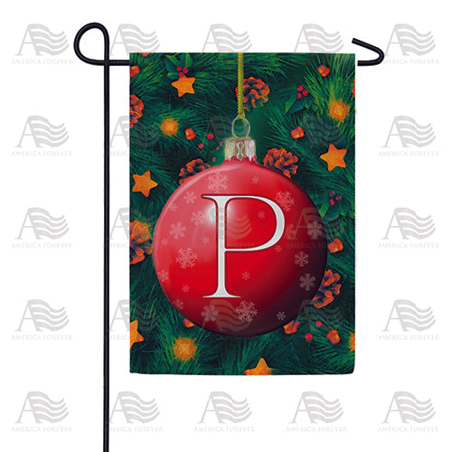 Christmas Ball Monogram Garden Flag