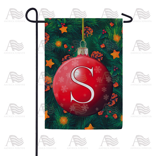 Christmas Ball Monogram Garden Flag