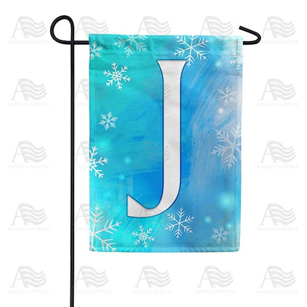 Snowflakes Monogram Garden Flag