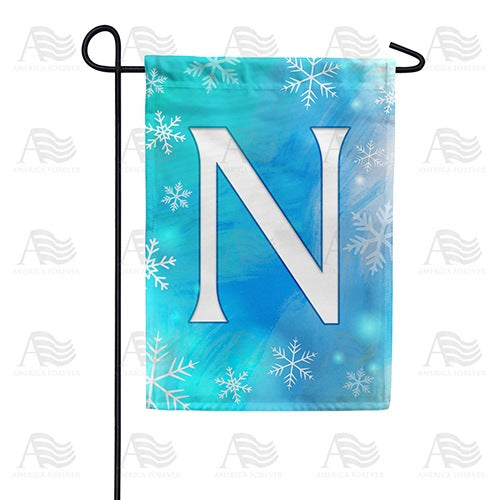 Snowflakes Monogram Garden Flag