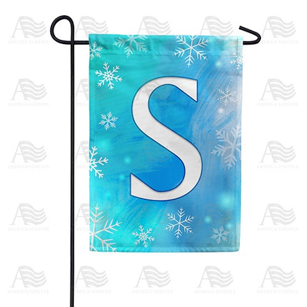 Snowflakes Monogram Garden Flag