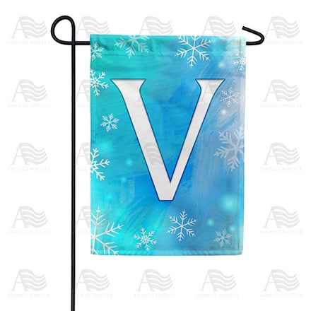 Snowflakes Monogram Garden Flag