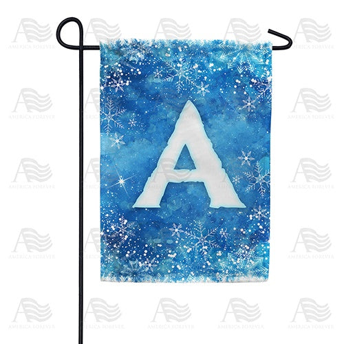 Icy Snowflakes Monogram Garden Flag