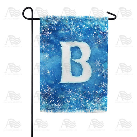 Icy Snowflakes Monogram Garden Flag