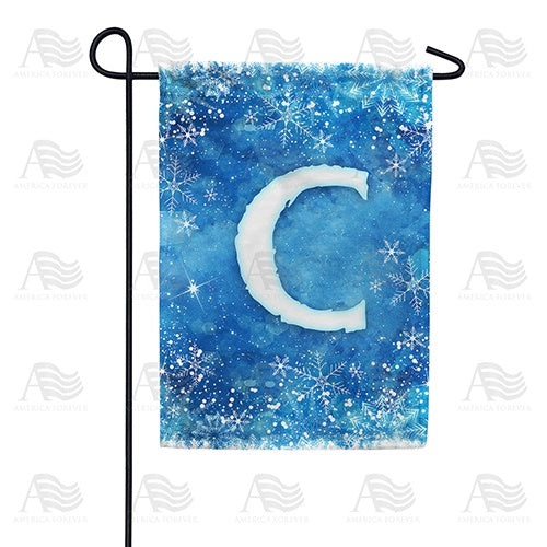 Icy Snowflakes Monogram Garden Flag