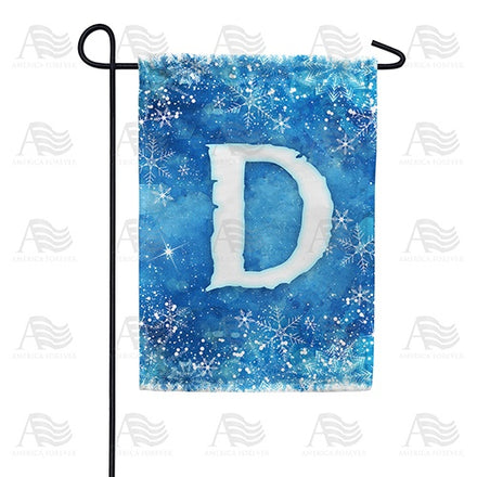 Icy Snowflakes Monogram Garden Flag