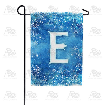 Icy Snowflakes Monogram Garden Flag